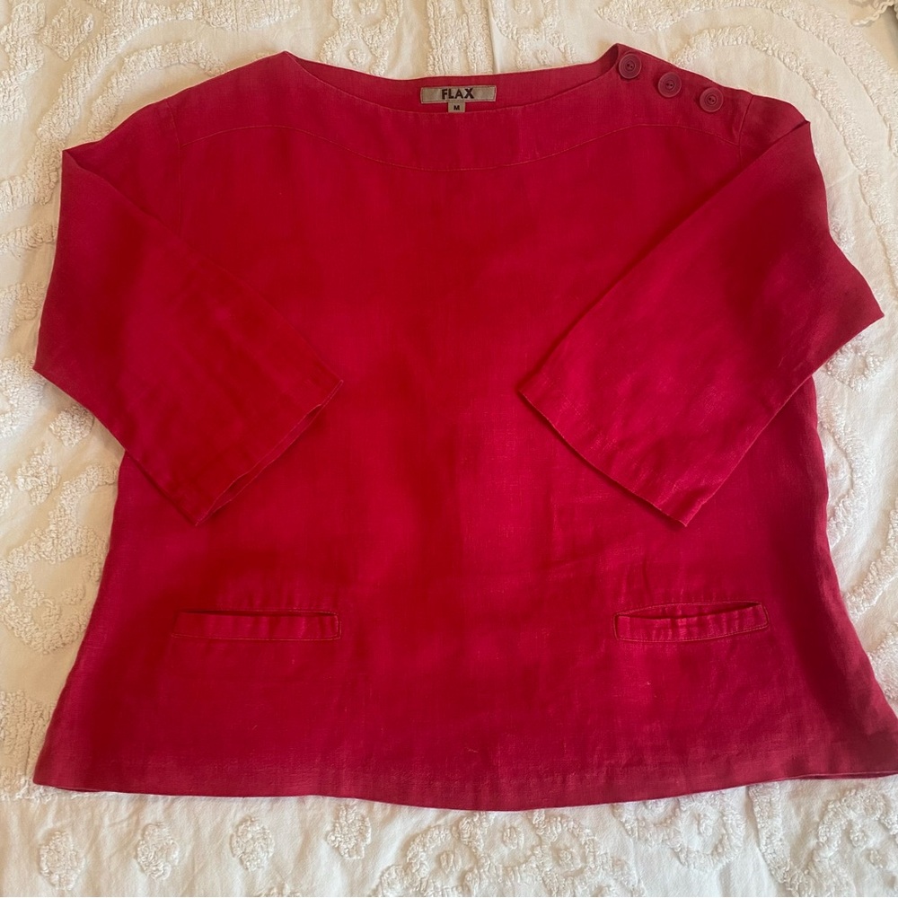 Flax 3/4 Sleeve Cranberry Top